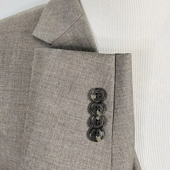 Joseph Abboud 56S Suit 25x27 Flat Front 100% Wool Beige Two Button Double Vented